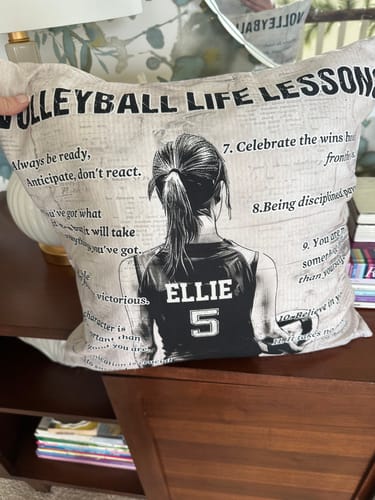 Customer photo review of Personalized Volleyball Life Lessons Pillow-Gift For Volleyball Lovers