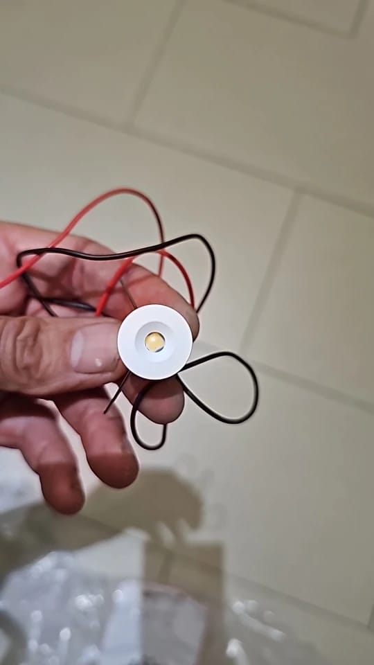 Customer photo review of Compact 1W Mini LED Spotlight, Dimmable 12V Recessed Downlight with 15mm Cutout, IP65 Ceiling Lamp for Showcase Display Lighting