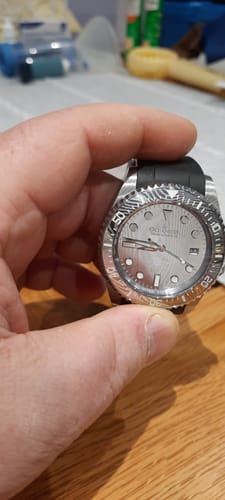 Customer photo review of Oceaneva Mens Deep Marine Explorer II Damascus Steel Dial Watch Rubber