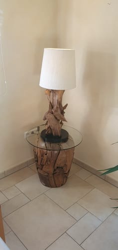 Customer photo review of Wurzelholz Tischlampe IKAL Höhe 82 cm inkl. Lampenschirm