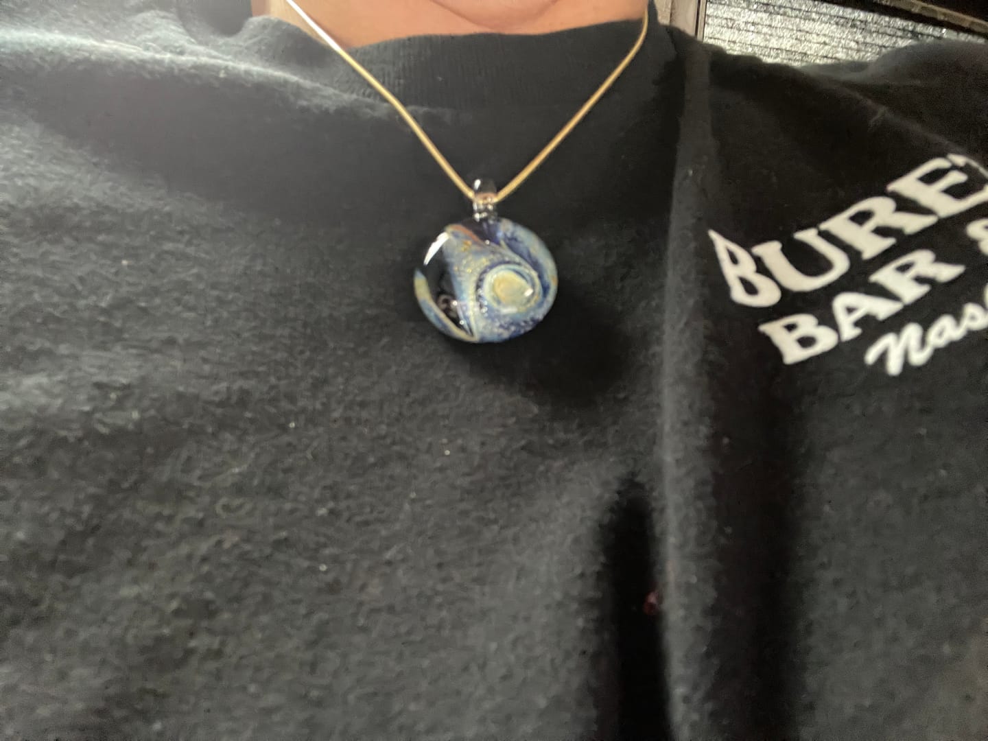Customer photo review of Nightswirl Cremation Pendant