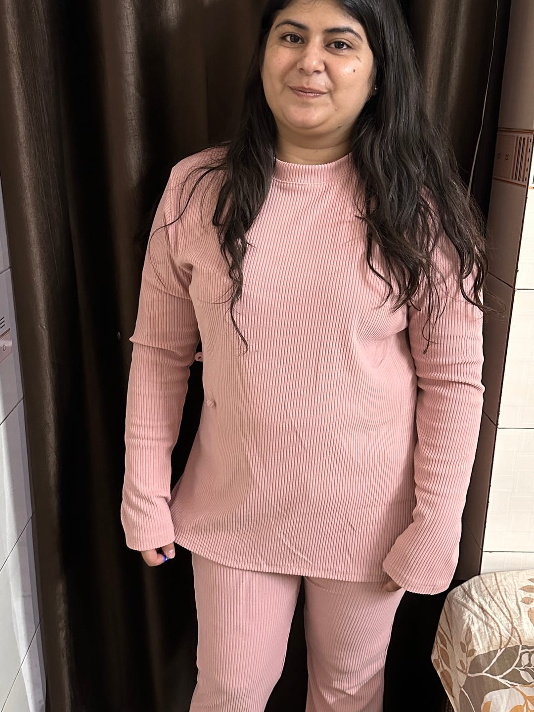 Customer photo review of BABY PINK PURE CORDUROY CO ORD WOMEN