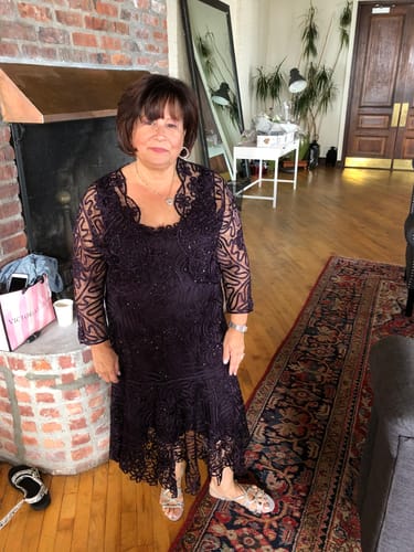 Customer photo review of Soulmates C9126 Silk Beaded Tea Length Dress with Bolero Jacket Set