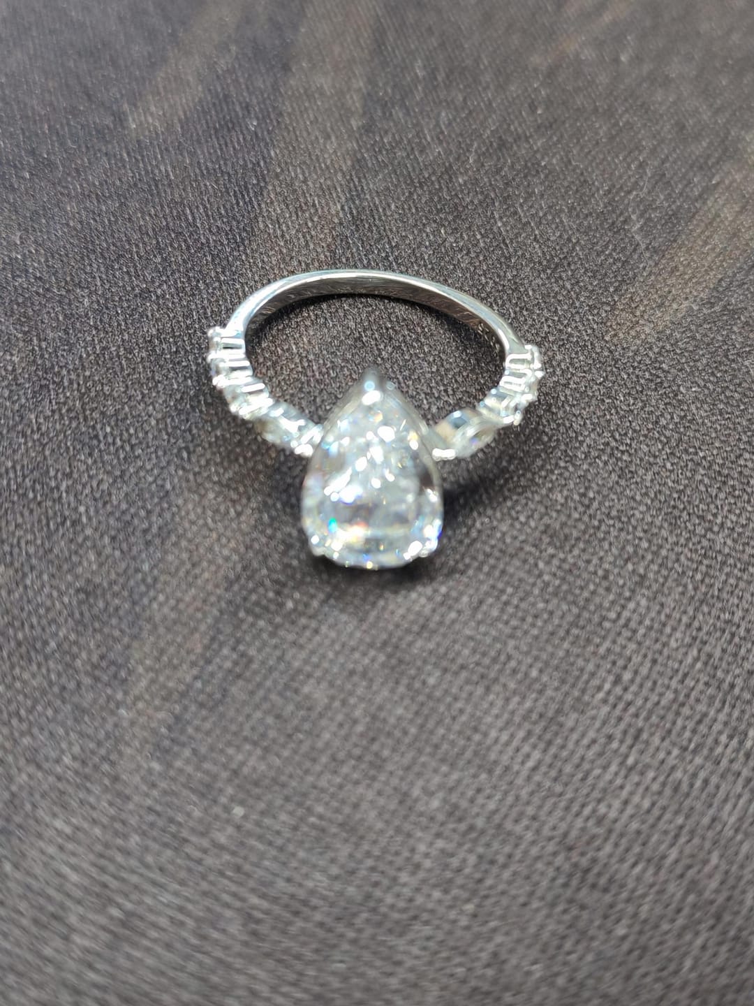 Customer photo review of S925 3 Ct Sparkle Pear Cut Simulated Diamond Engagement Ring In Sterling Silver