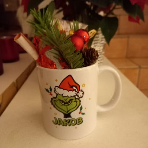 Kundenbewertung mit Foto zu Bedruckte Tasse mit Weihnachtsmotiv - Grinch MiMiMi mit Name