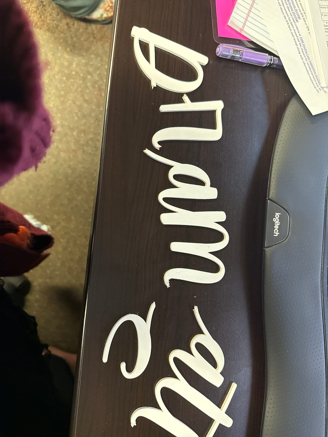 Customer photo review of Script Font Custom Name Wood Cutout - Baby Nursery - Decor - DIY - up to 48 Wide"