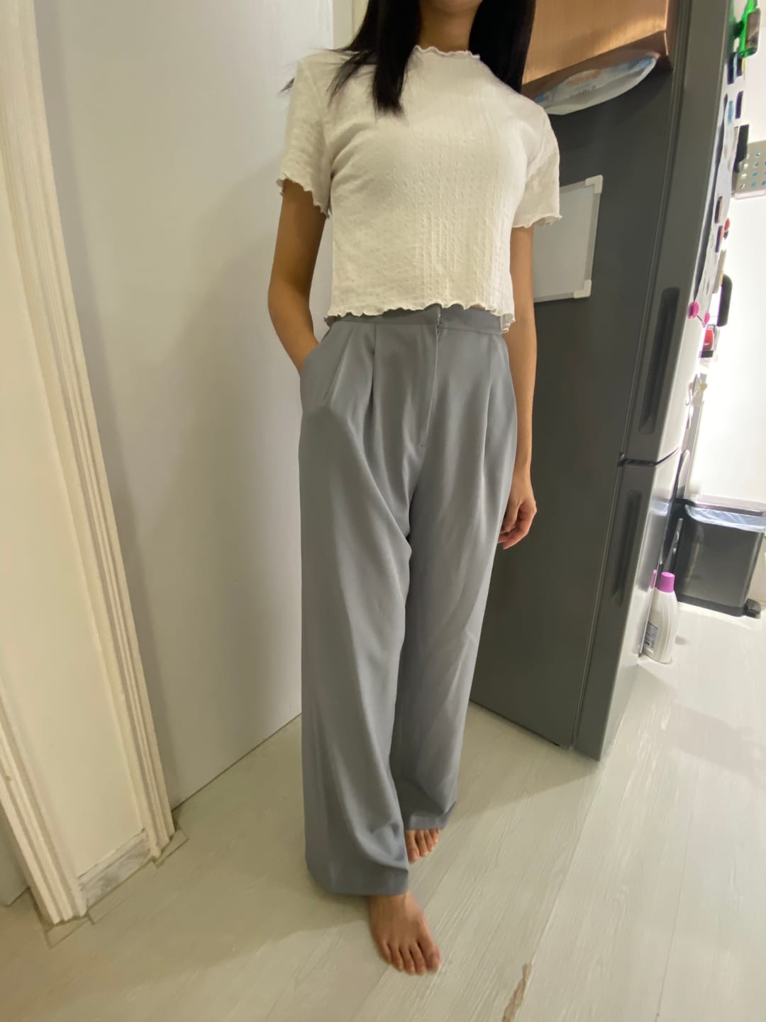 Customer photo review of Brooklyn Comfy Wide Leg Trousers (Long/ Short ver.)