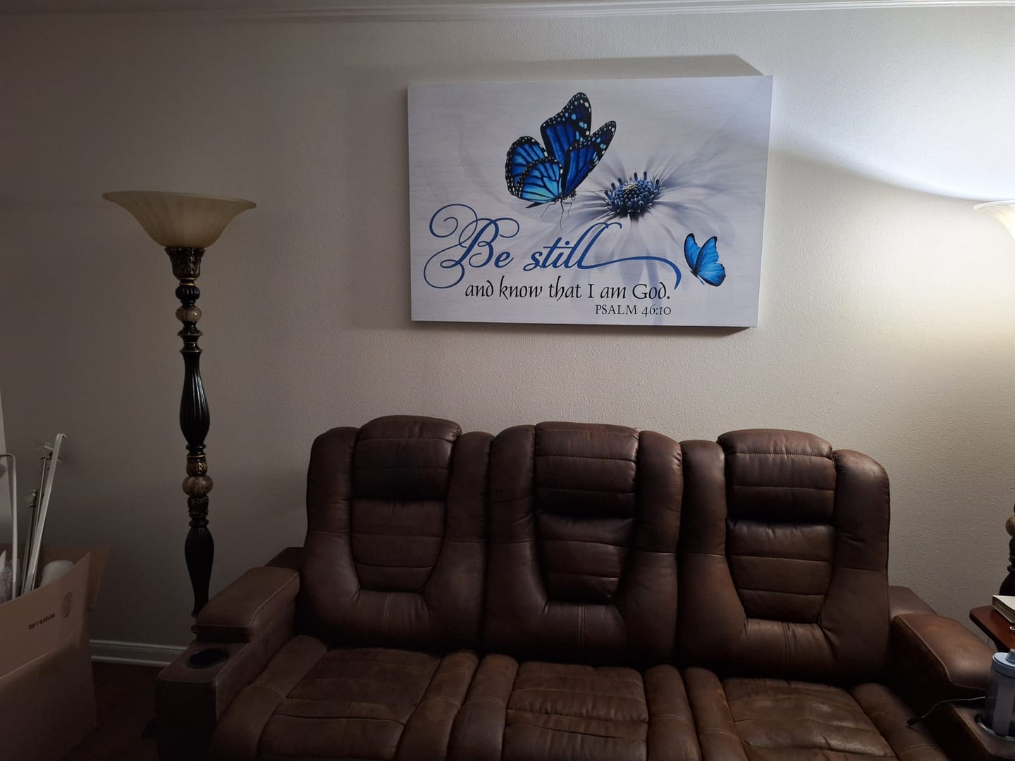 Customer photo review of Butterfly Flower Be Still And Know That I Am God Psalm 46:10 Wall Art Canvas