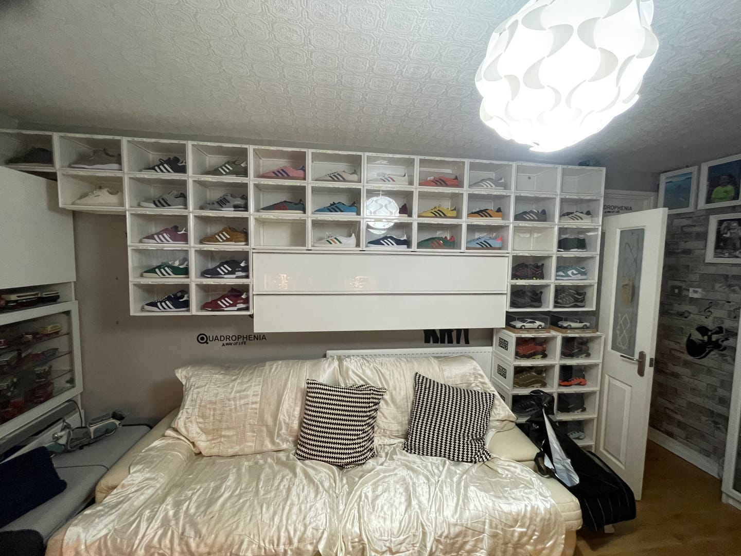 Customer photo review of STACK V1 Sneaker Display Crates - White (2 Pack)