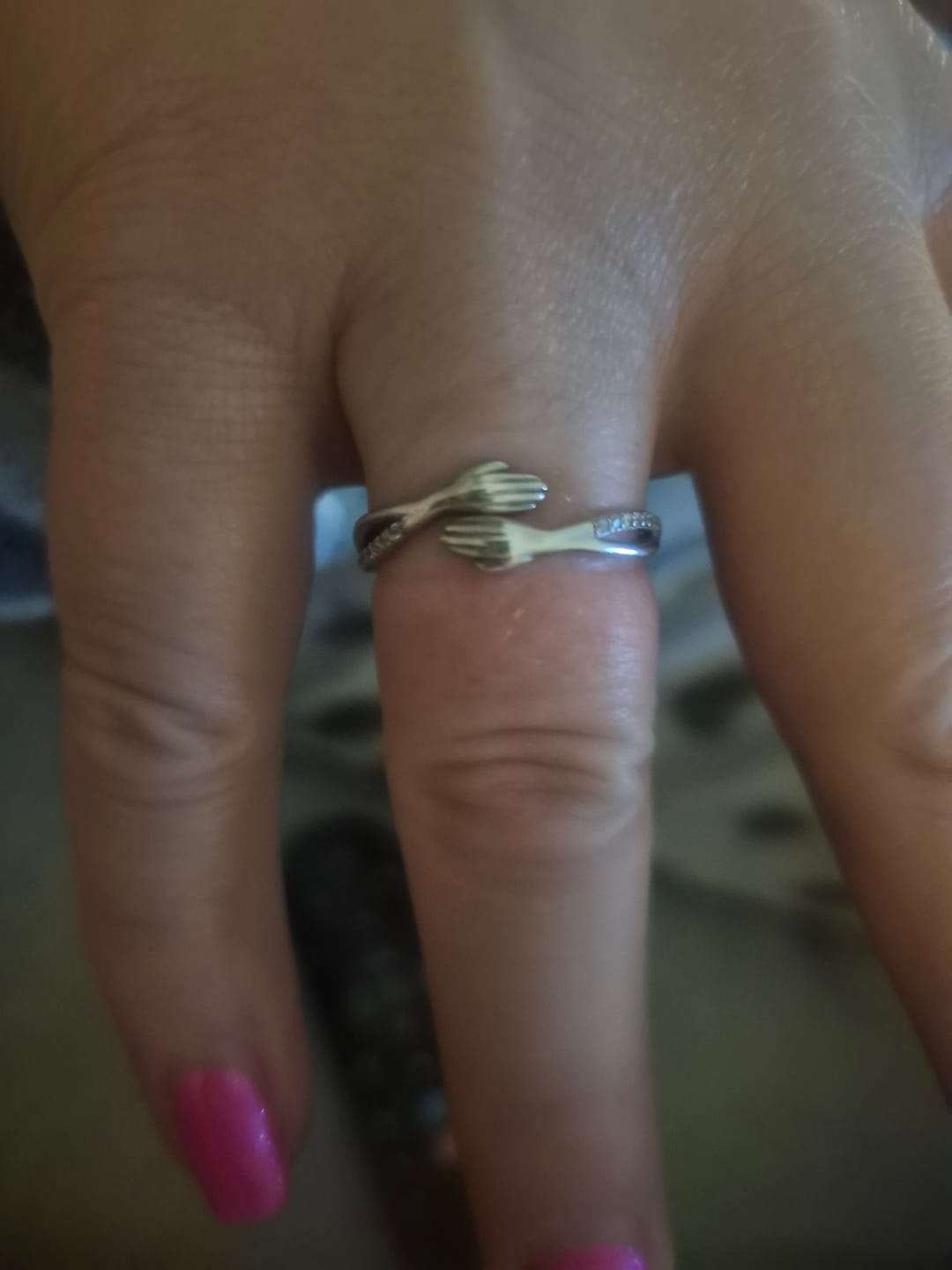 Customer photo review of Sterling Silver Adjustable Hug Ring