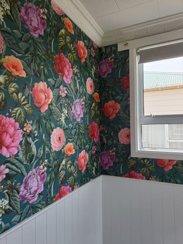 Customer photo review of Botanicus - Large Blossoms Wallpaper - Aqua