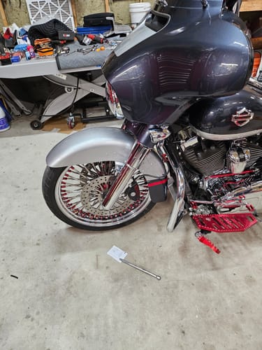Customer photo review of HR3 Black Chrome Engine Guard Highway Crash Bar Fit For Harley Touring Road Glide 09-23