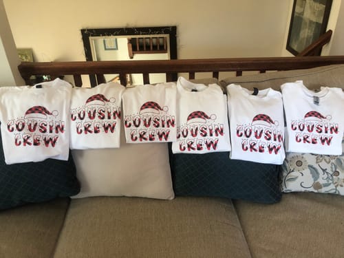 Customer photo review of Cousin Crew x Christmas DTF Transfer