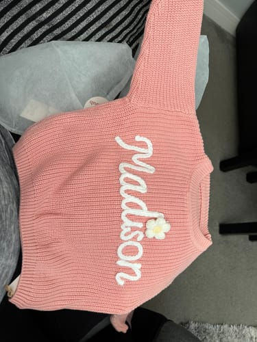 Customer photo review of Hand Knitted Personalized Sweater
