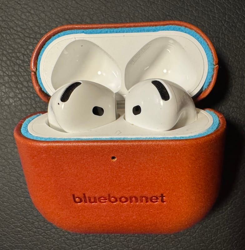 Customer photo review of Leather AirPods 4 Case - Saddle Tan