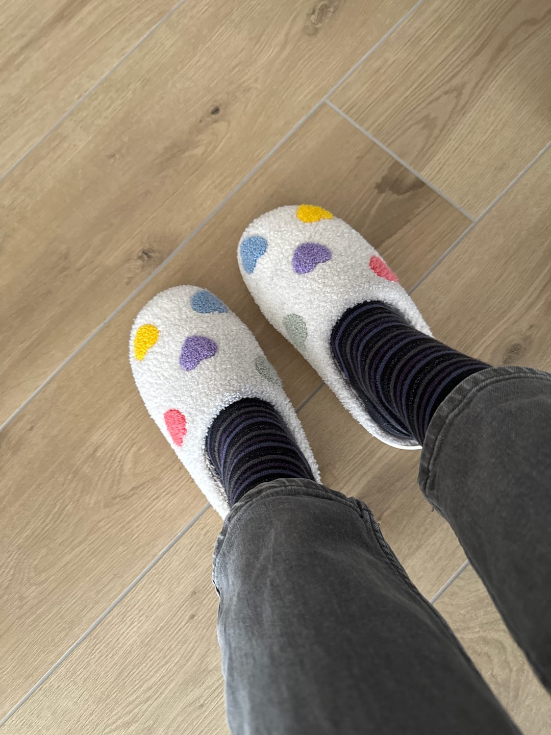 Customer photo review of Zia Colorful Heart Slippers