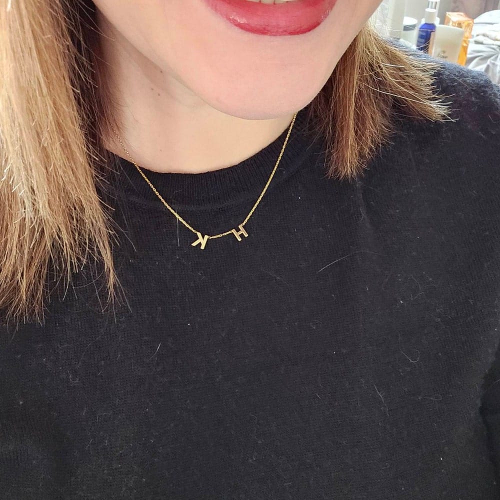 Customer photo review of Initial Letter Necklace