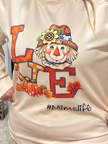 Customer photo review of Personalized Love Grandma Life Scarecrow Pumpkins Sweatshirt