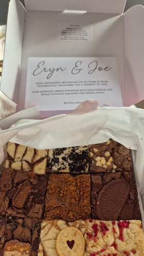 Customer photo review of Personalised Poem Brownie & Blondie Mixed Box
