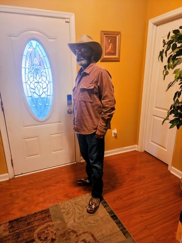 Customer photo review of Cowhide Leather Boots With Brown Shaft — Square Toe