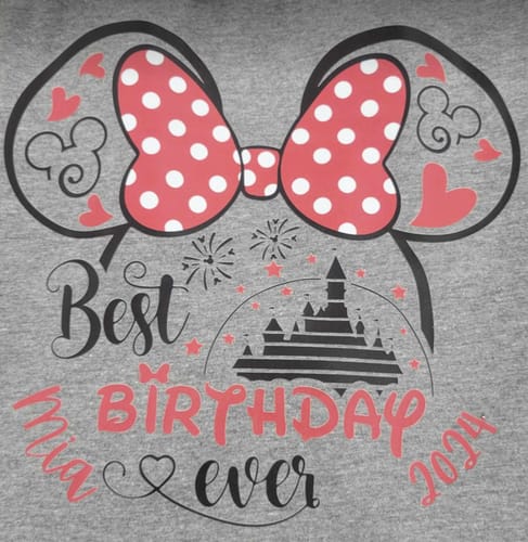 Customer photo review of Best Birthday Ever Disney DTF Heat Transfer, Disney Vacation Design, Mickey Minnie DTF