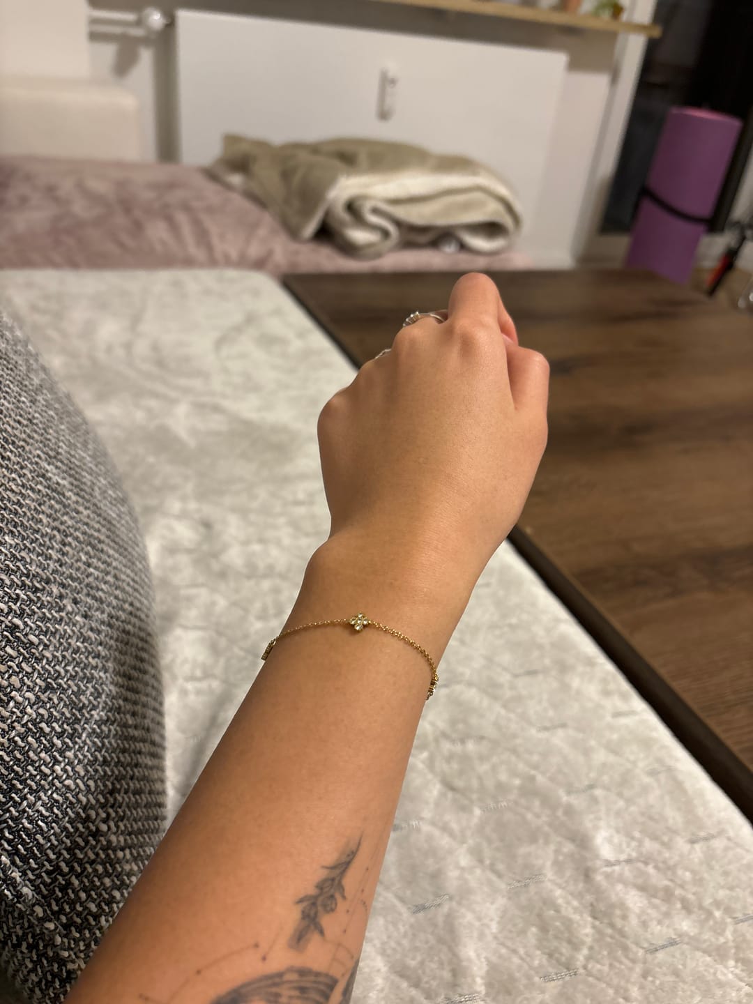 Customer photo review of Pave Flower Armband 14K Vergoldet