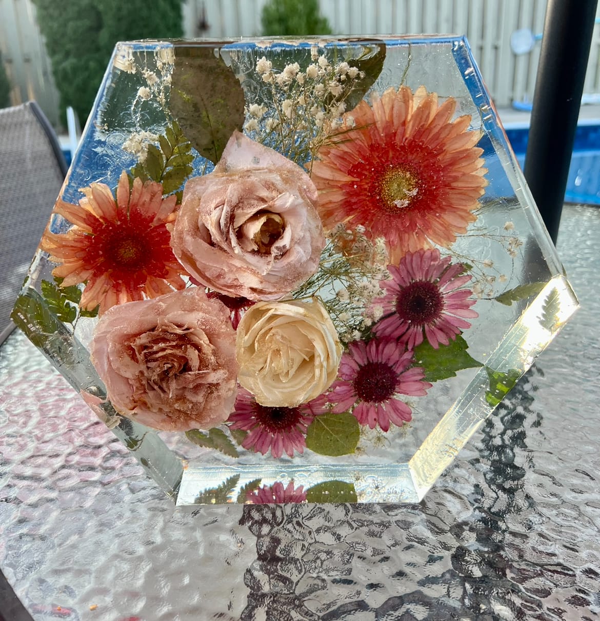 Customer photo review of 11.5x10x3.1" Hexagon Silicone Mold For Epoxy Resin - Deep Casting Mold