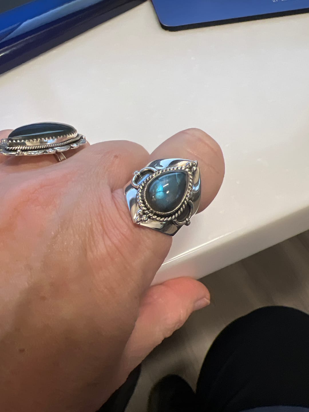 Customer photo review of Teardrop Labradorite Ring Sterling Silver