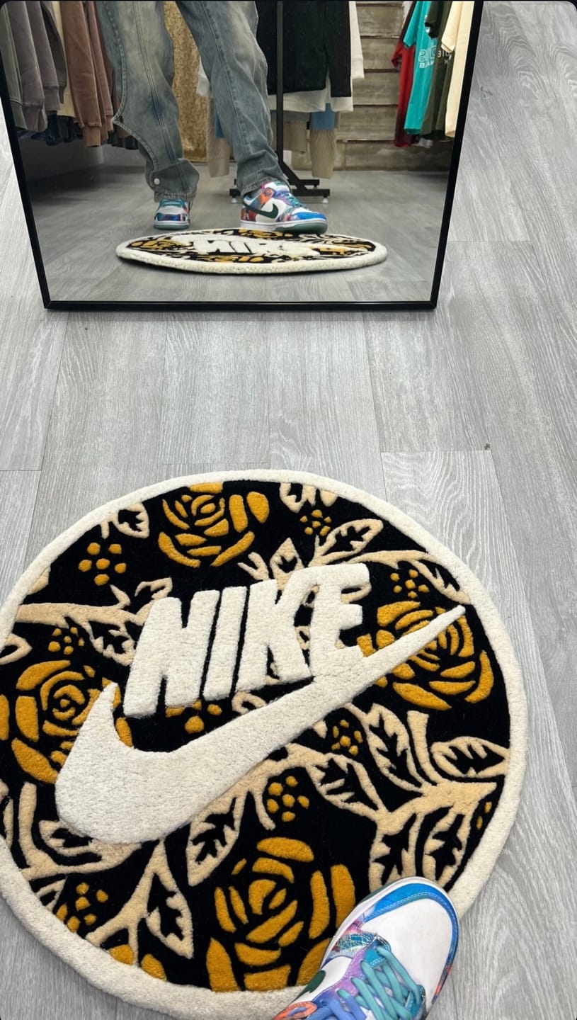 Customer photo review of Sneaker 3D Double Layer Floral Custom Rug by Letsrug