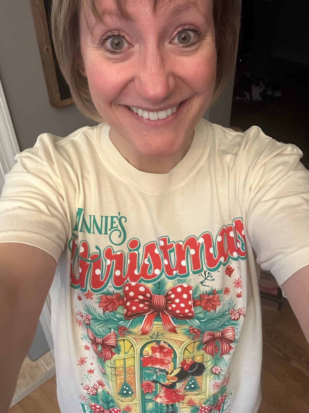 Customer photo review of Minnie's Christmas Bow-tique Shirt