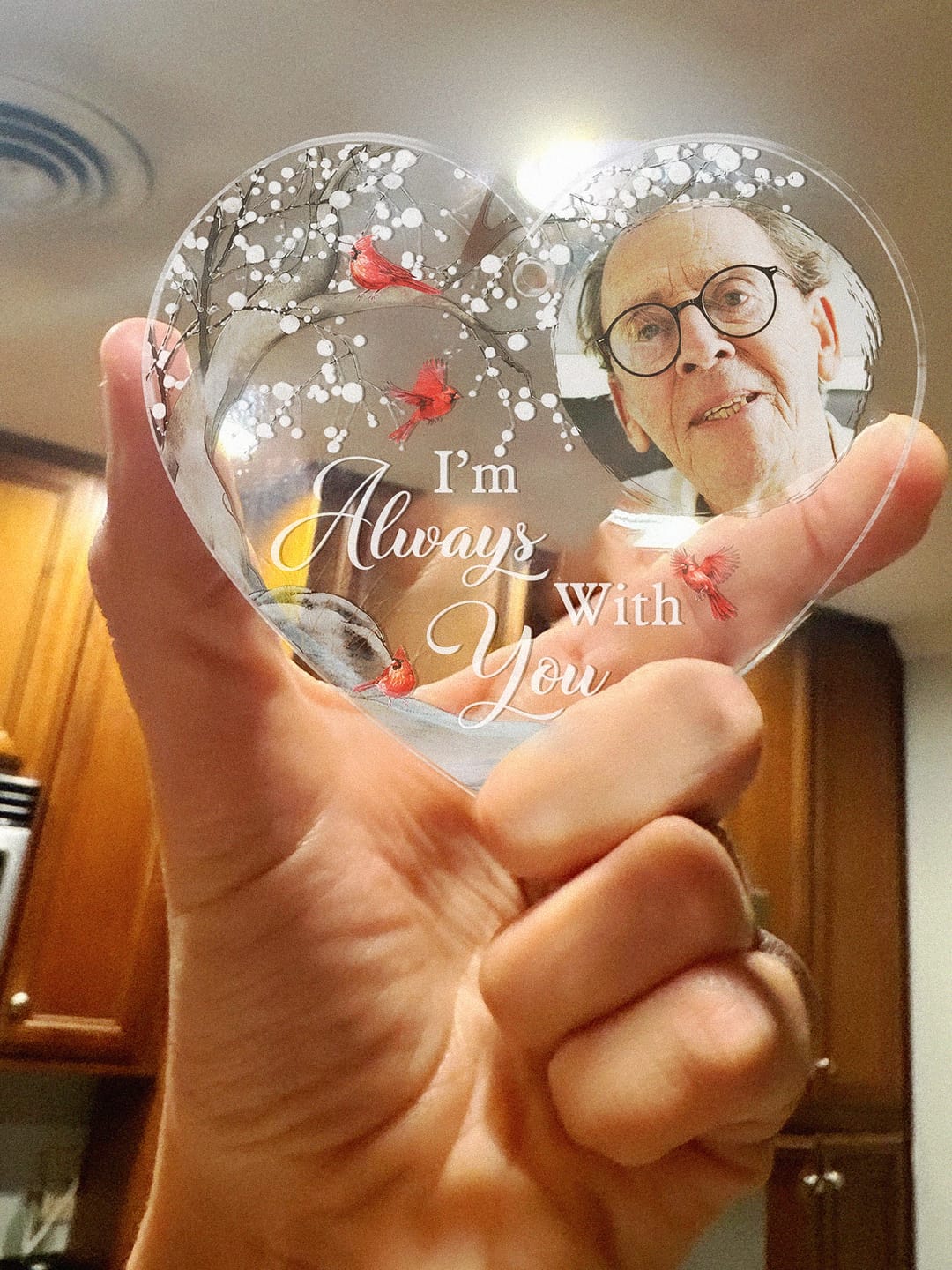 Customer photo review of Custom Photo I'm Always With You - Personalized Heart Shaped Ornament - Memorial Gift For Family