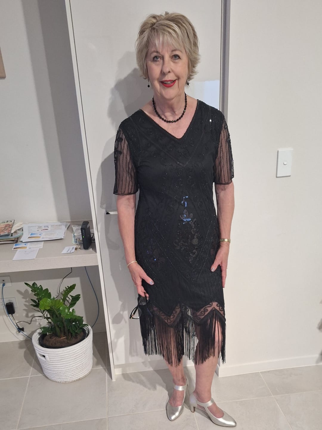 Customer photo review of 1920s Black Evelyn Plus Size Gatsby Dress