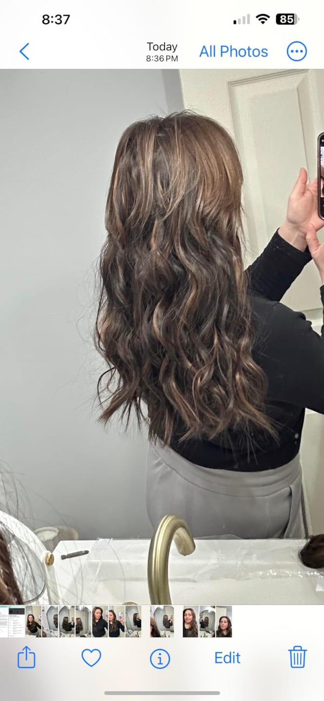 Customer photo review of Mono Hair Topper Virgin Human Hair Brown Balayage #2/8/2