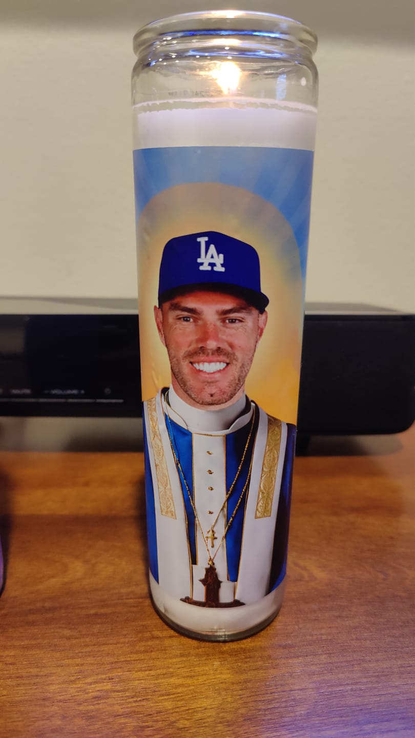 Customer photo review of Freddie Freeman Prayer Candle