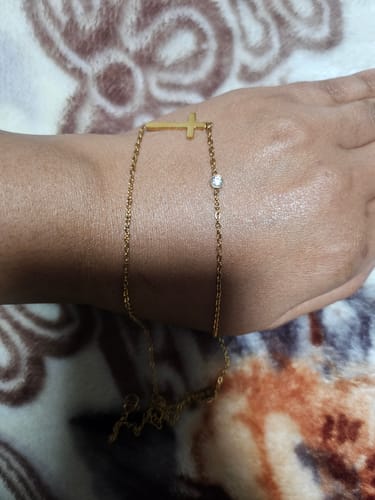 Customer photo review of Paloma Cross Necklace