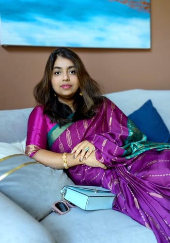 Customer photo review of Chinese Purple Woven Soft Silk Saree