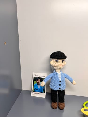 Customer photo review of Dolly® Personalized Crochet Doll with Photo Card