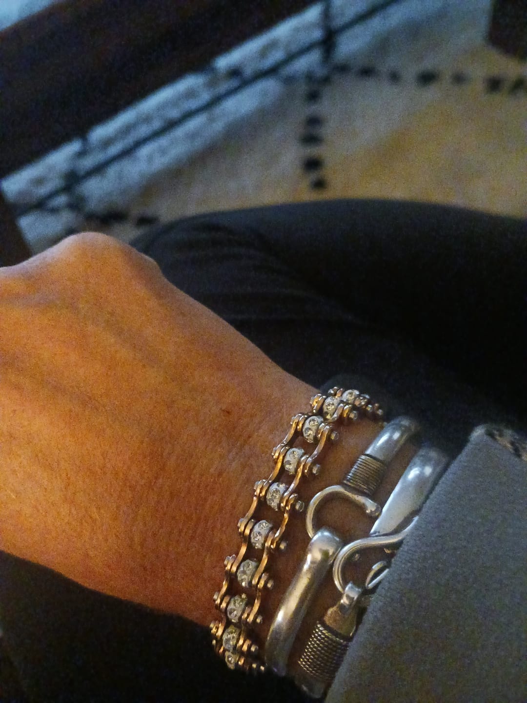 Customer photo review of Cycolinks Rose Gold Crystal Bike Chain Bracelet