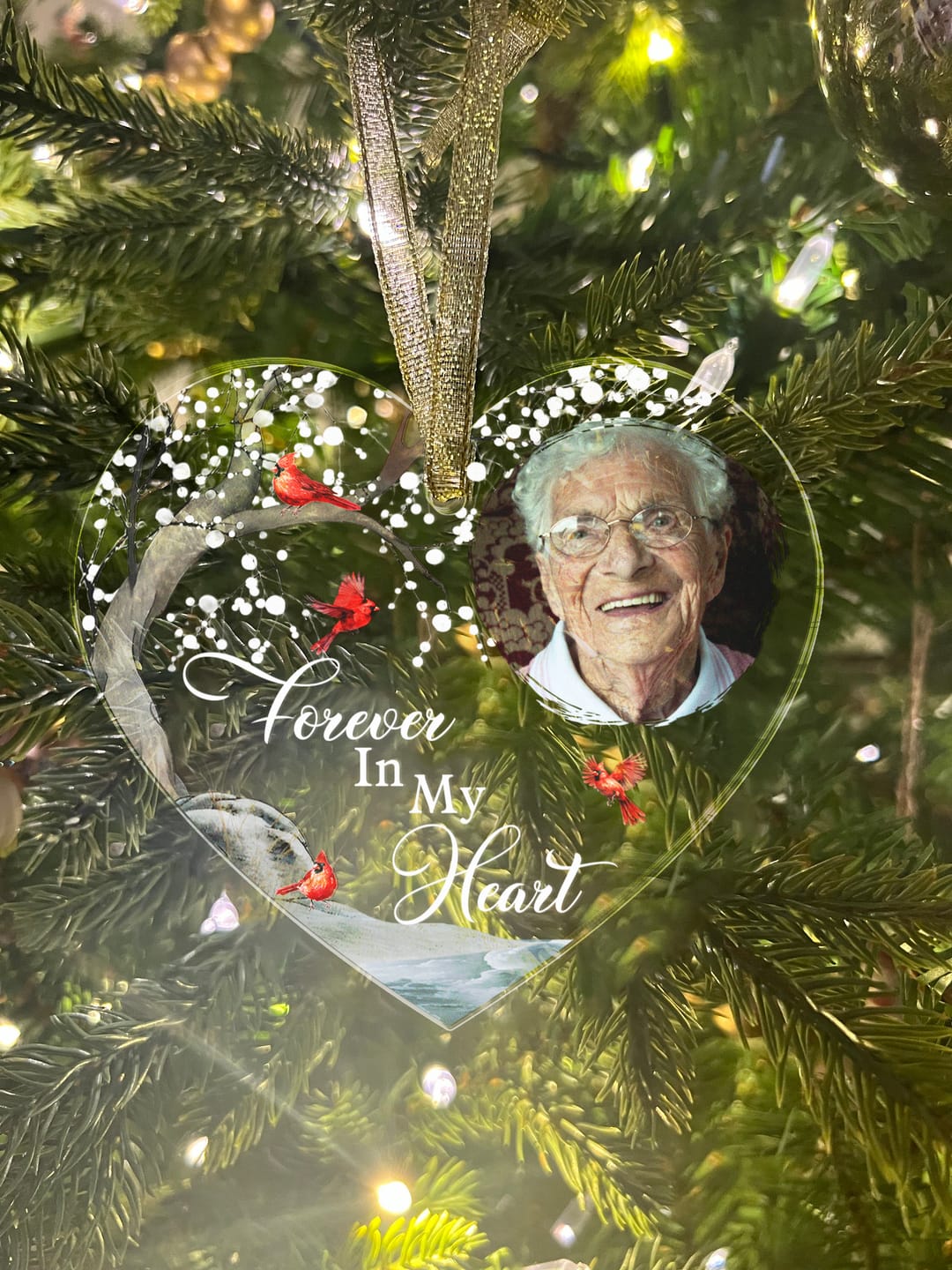 Customer photo review of Custom Photo I'm Always With You - Personalized Heart Shaped Ornament - Memorial Gift For Family