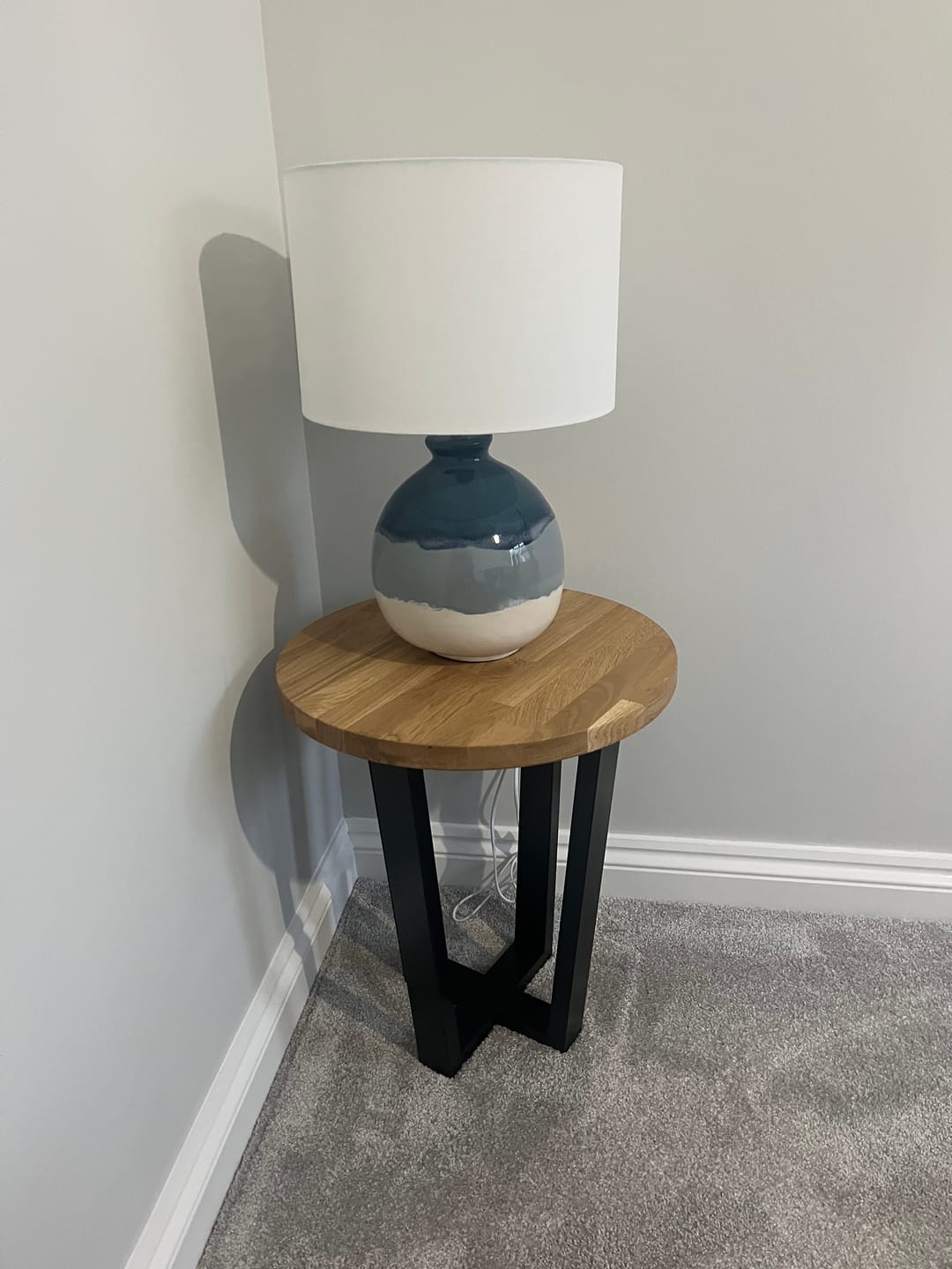 Customer photo review of Landon Round Oak Metal Side Table