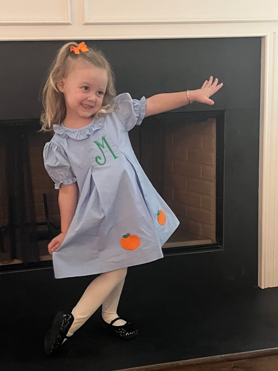 Customer photo review of Pumpkin Cluster Light Blue Chloe Dress