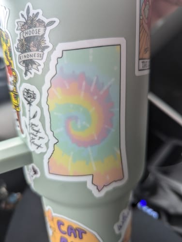Customer photo review of Mississippi Tie Dye Sticker