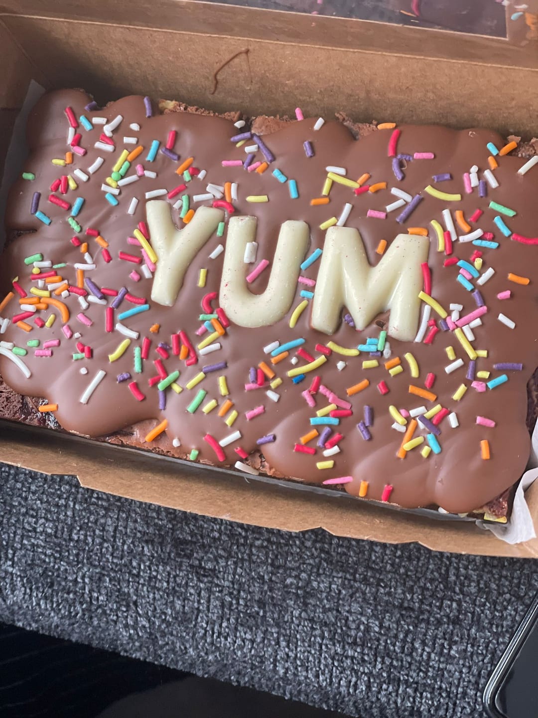 Customer photo review of Mega custom message birthday brownie