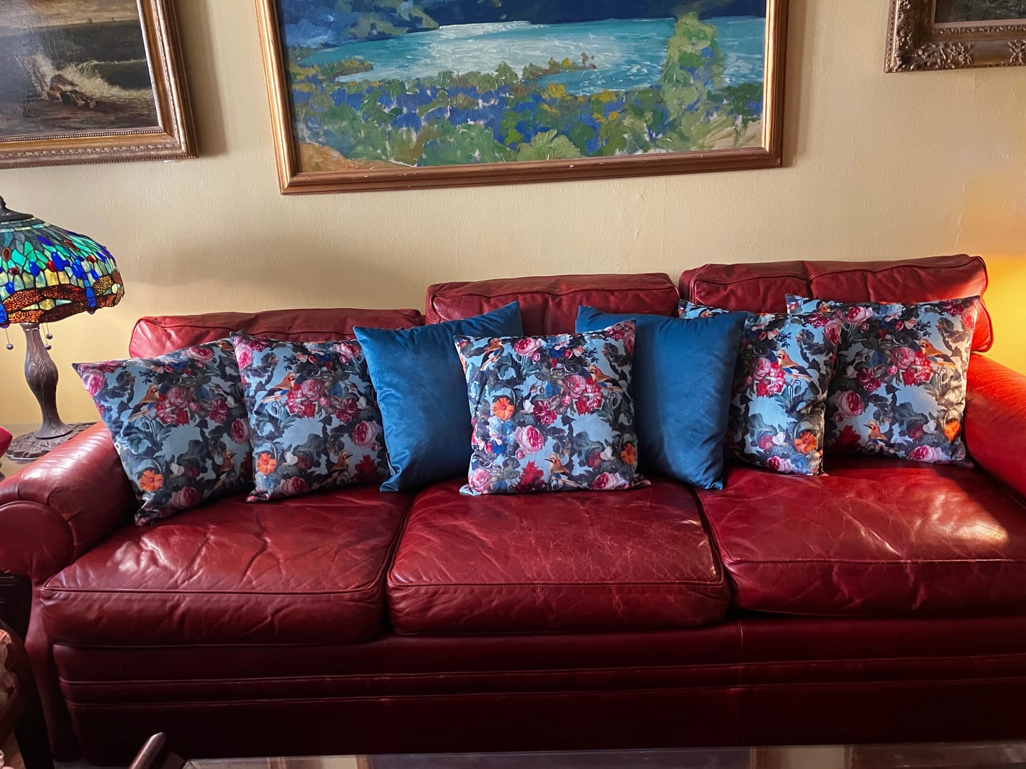 Customer photo review of Birds in Paradise | Sustainable Velvet Cushion