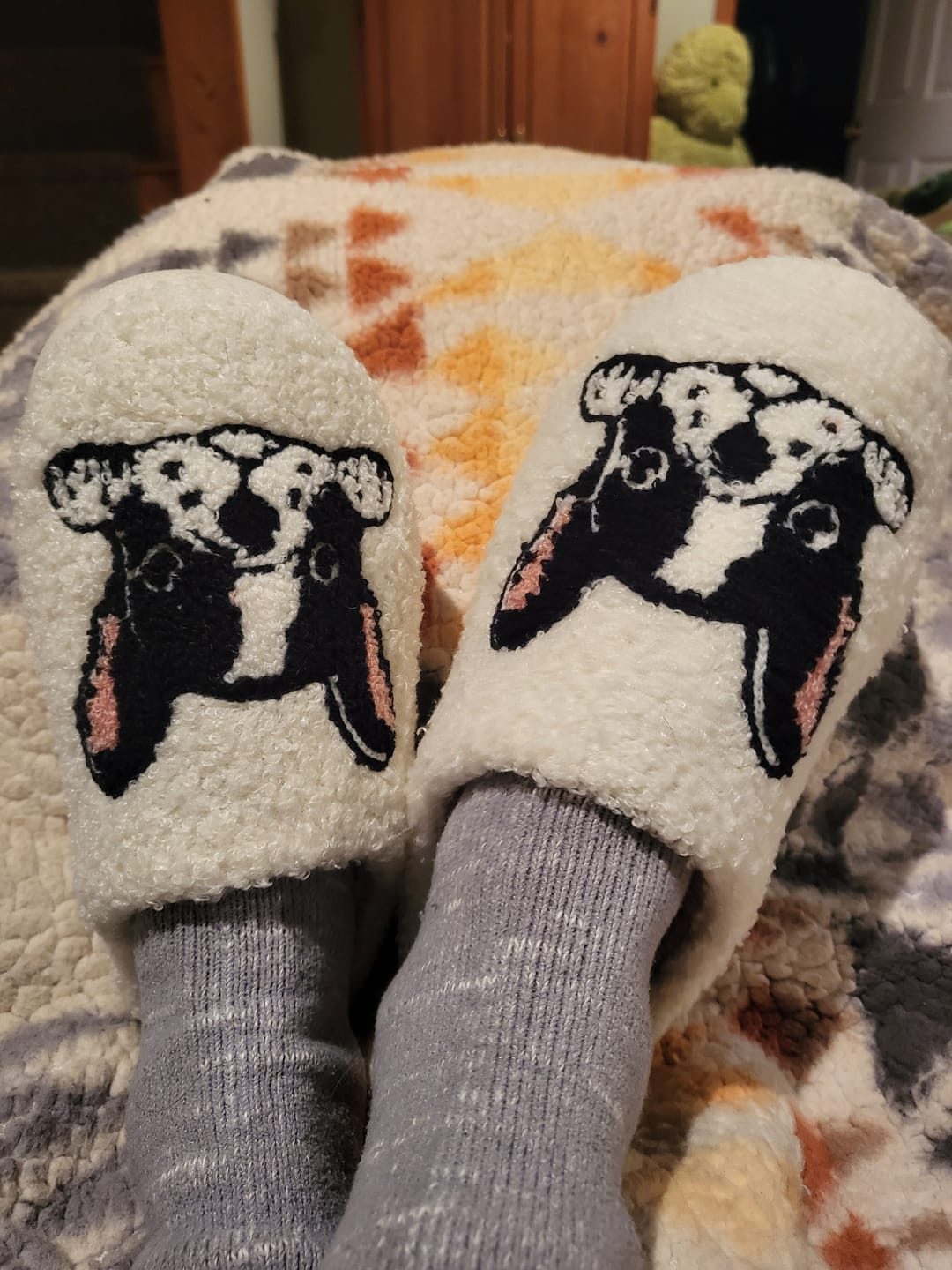 Customer photo review of Boston Terrier Slippers