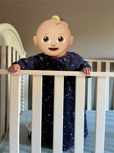 Customer photo review of Organic Cotton & Camel Wool Winter Sleep Sack With Arms 3.5 TOG - Constellation