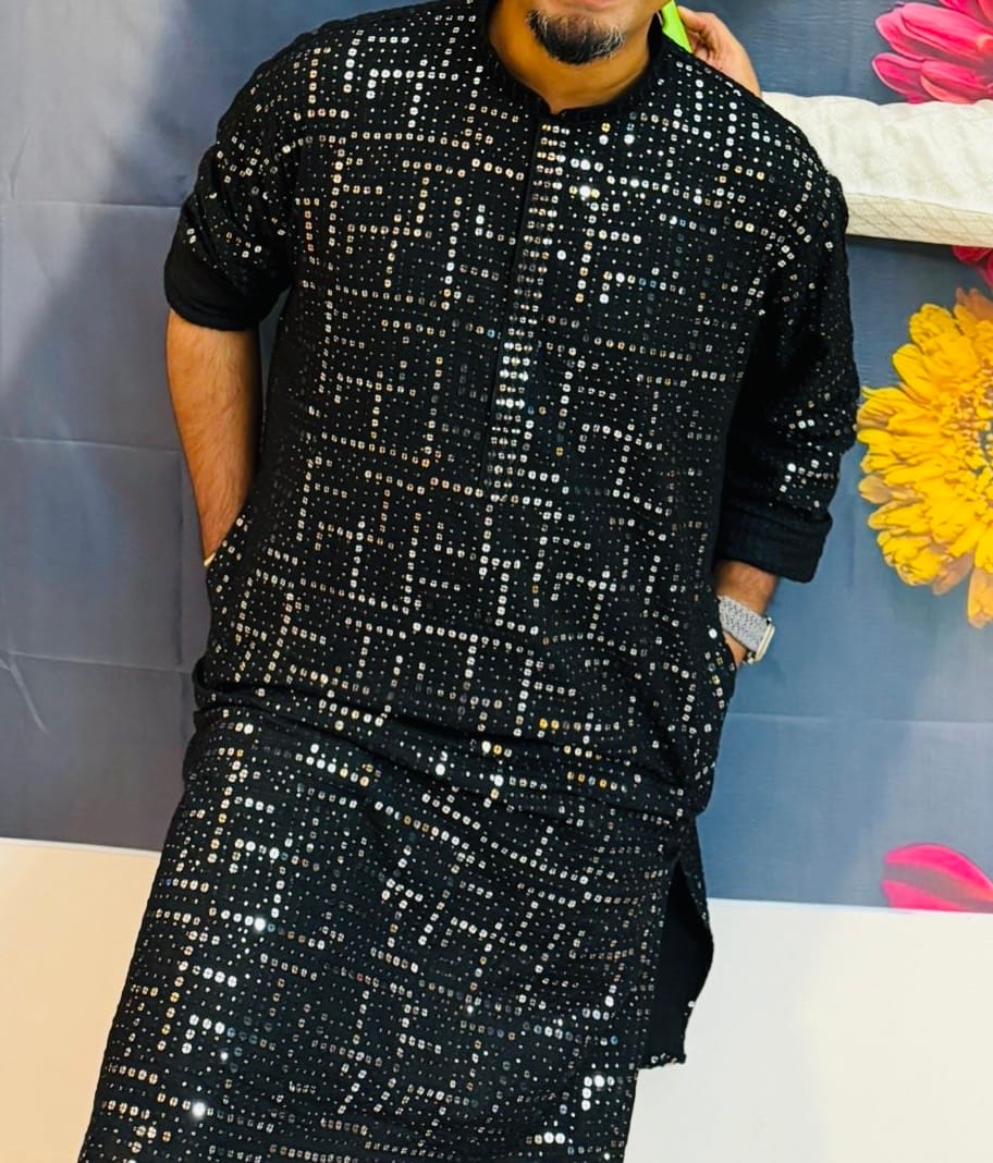 Customer photo review of Black Designer Kurta