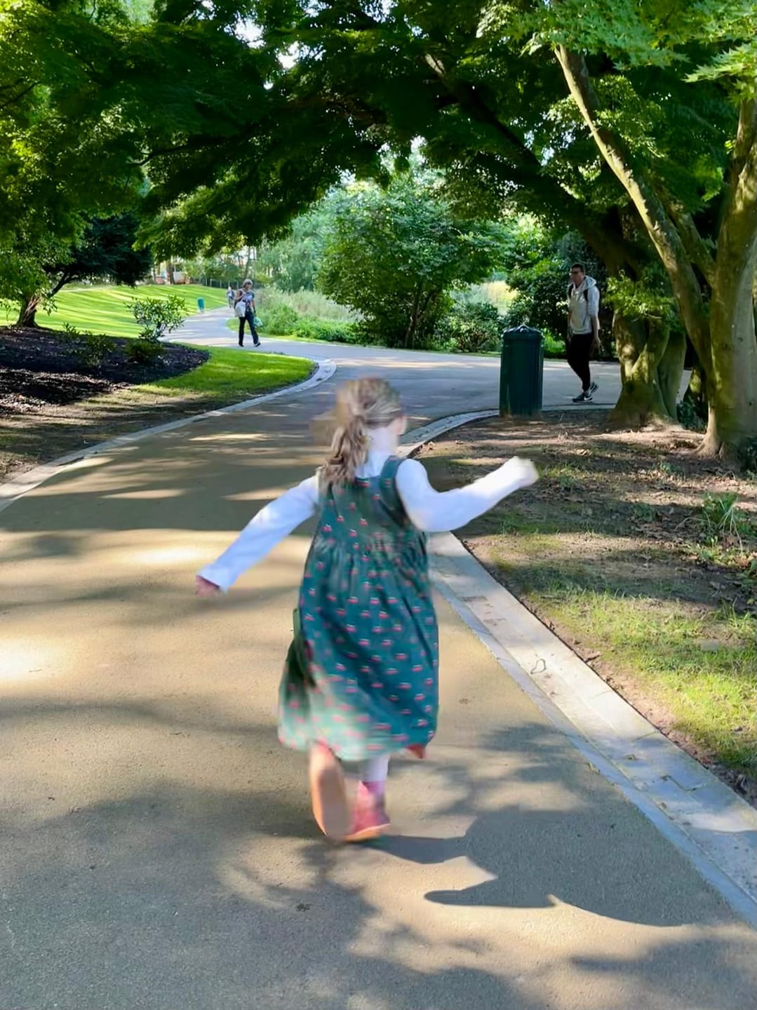 Customer photo review of Olive Cherries Reversible Pinny Dress
