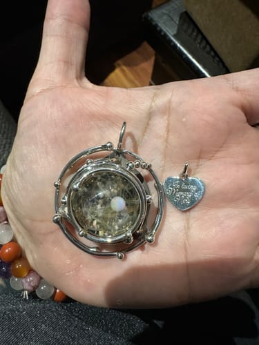 Customer photo review of Caged Glass Galaxy Pendant with Opal