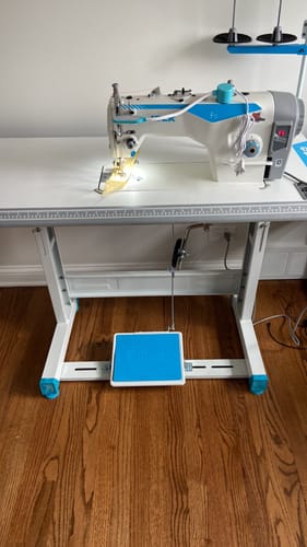 Customer photo review of JACK F5 Single Needle Direct Drive Lockstitch Industrial Sewing Machine Assembled with Table and Stand Included